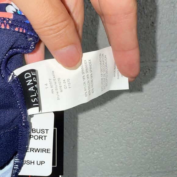 Island Escape Women's Gemini Printed Push-up Tankini Top, Navy multi, 14 - Picture 9 of 11